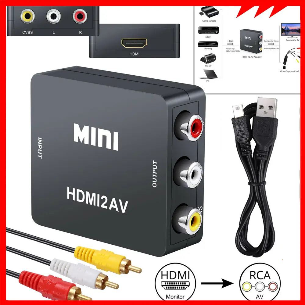 1080P Hdmi To Rca Av Converter Composite