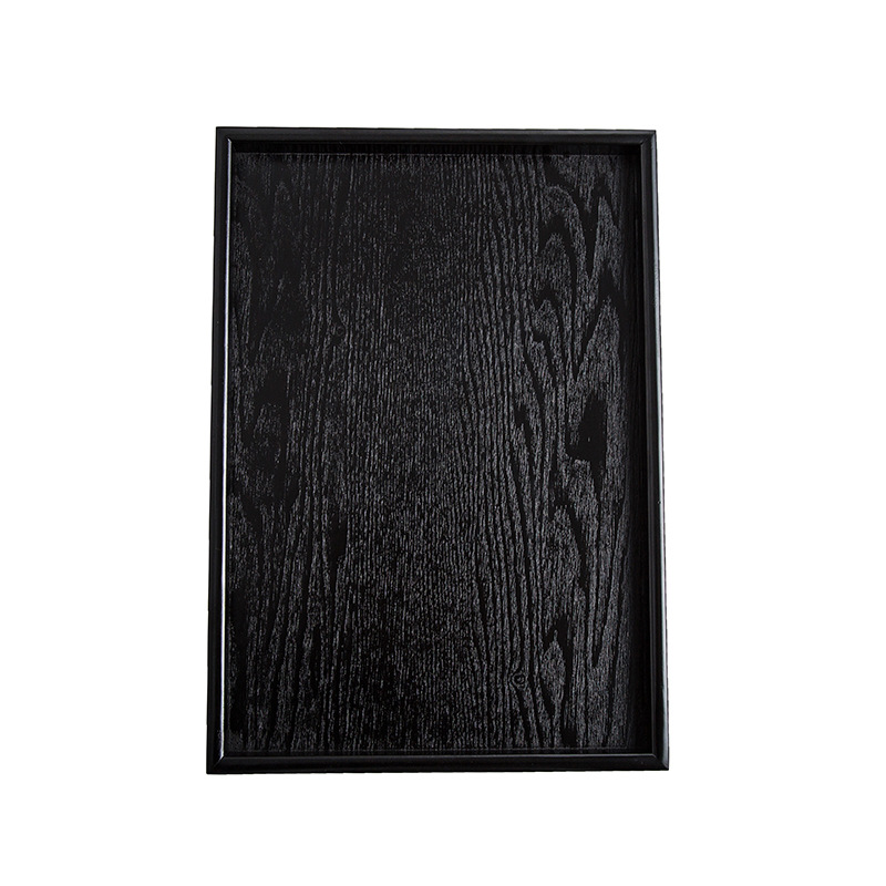 Title 3, New Cutlery Black Rectangular Wooden Tray