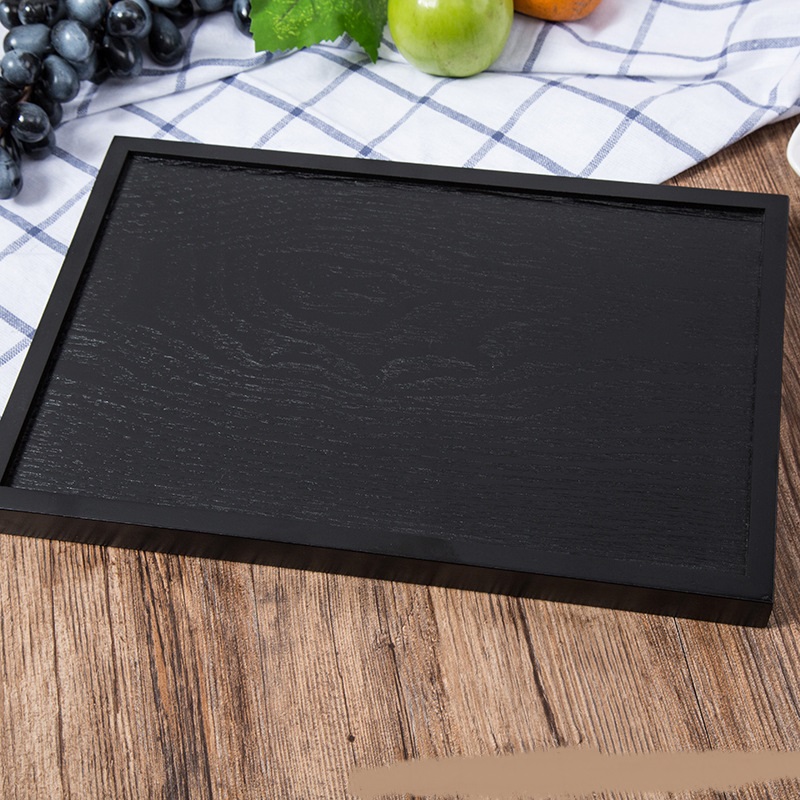 Title 4, New Cutlery Black Rectangular Wooden Tray