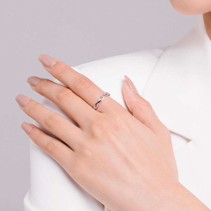 Silver Japanese And Korean Design Sense Geometric Hollow Out Ring Feminine Temperament Small Index Ring Silver