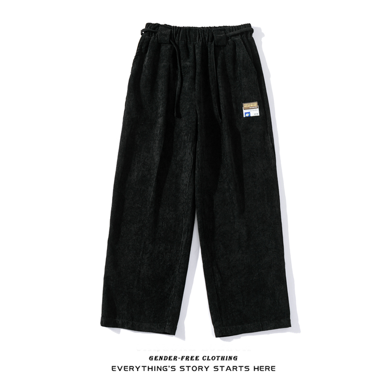 Zorohom Spring And Summer New Corduroy Straight Casual Pants For Men And Women Loose Wide-Leg Wild Pure Color Four Seasons