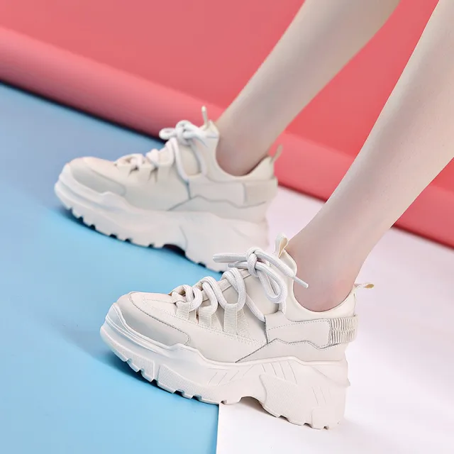 Increased Daddy Shoes White Shoes Women Beige - Shop at LoveMi