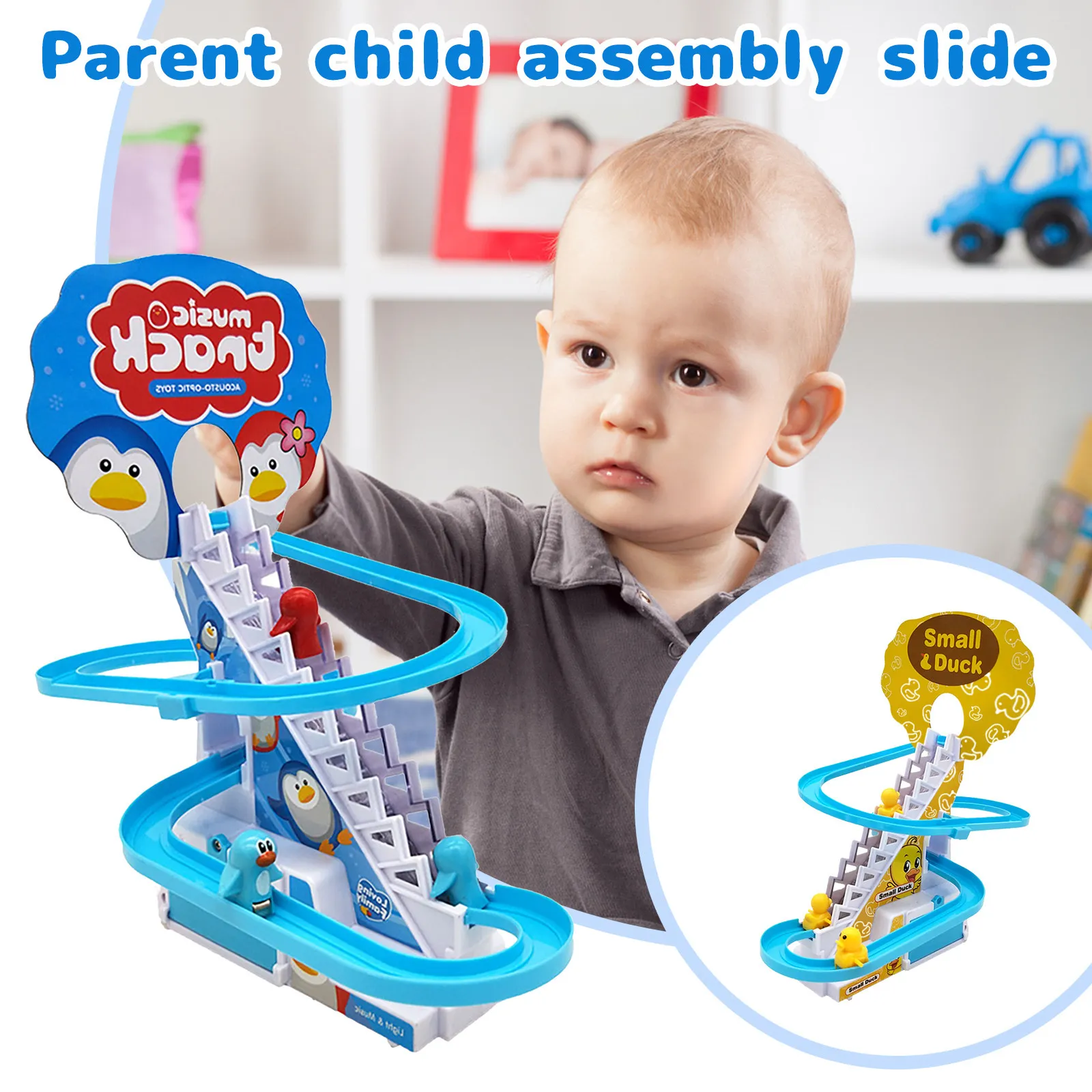 Little Duck Climbing Stairs Toy Little Penguin Automatic Ladder Light – image 4