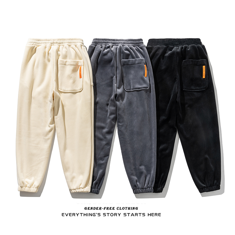 Title 4, Tempered Letter Corduroy Loose Trousers for ult...