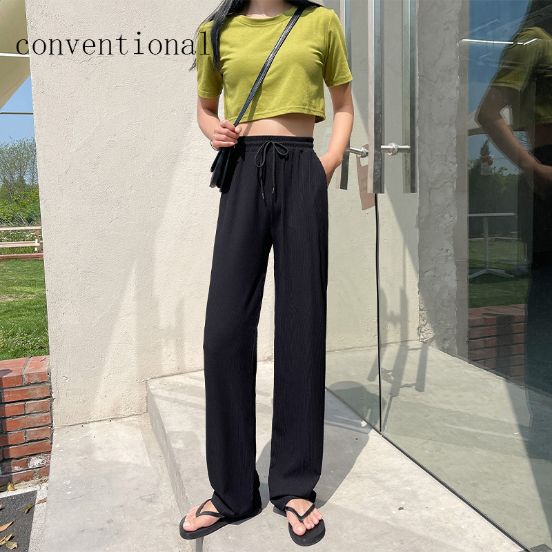 Simple Women's High-Waist Drape Straight-Leg Pants