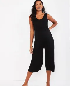 Fashion Casual Maternity One-piece Wide Leg Pants Cropped Pants Maternity Wear - Black - View 1