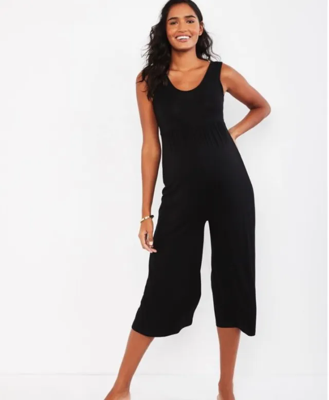 Fashion Casual Maternity One piece Wide Leg Pants Cropped Pants Maternity Wear Black - Shop at LoveMi
