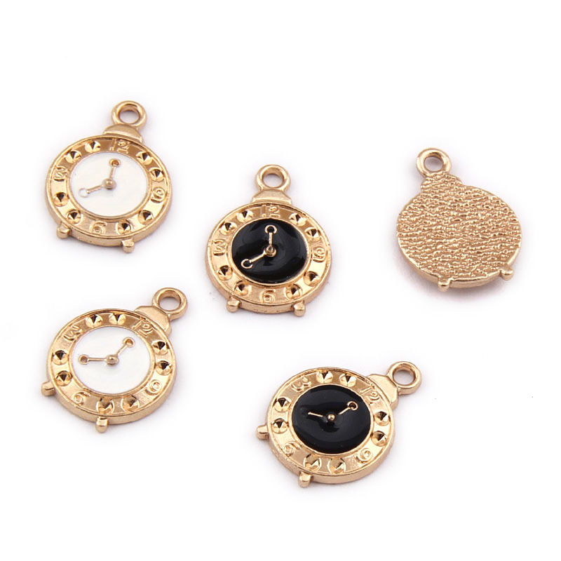 Plating KC gold Alarm Clock Dripping Alloy Pendant