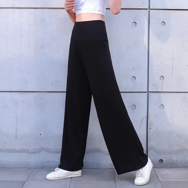 Women'S Pajama Pants Wide Leg Hakama Loose High Waist Home Sports Yoga Pants Black - Shop at LoveMi