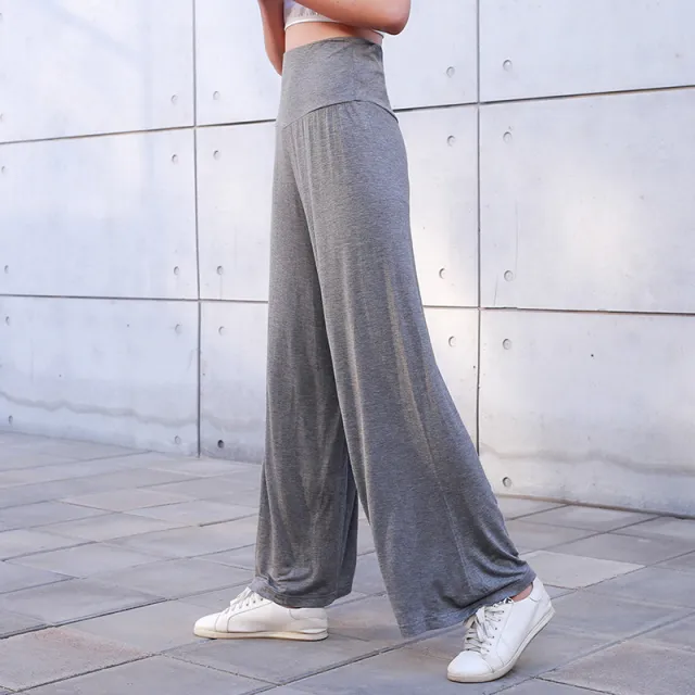 Women'S Pajama Pants Wide Leg Hakama Loose High Waist Home Sports Yoga Pants Dark Grey Nine Points - Shop at LoveMi