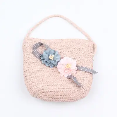 Summer Children'S Messenger Bag Cute Flower Straw Bag Korean Girl Outing Sweet Coin Purse Can Wear Hat Tide