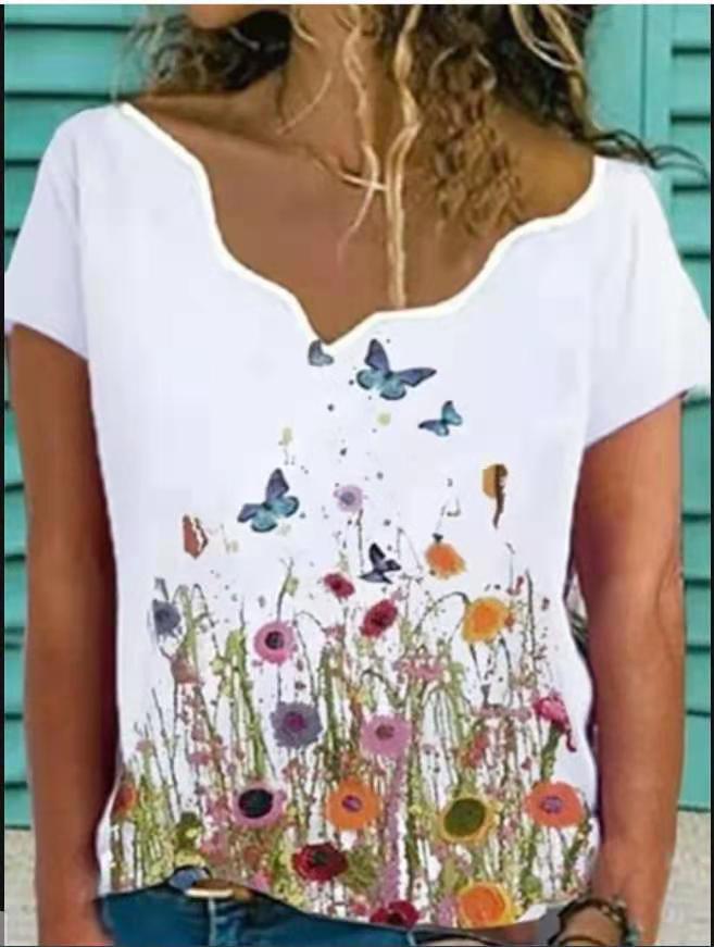 Title 4, Nieuw los, casual bloemenprint pullover-T-shirt...