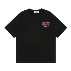 Letter Love Print Short Sleeve T-shirt - Black - View 1
