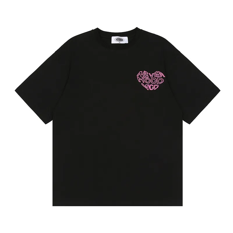 Letter Love Print Short Sleeve T-shirt - Black
