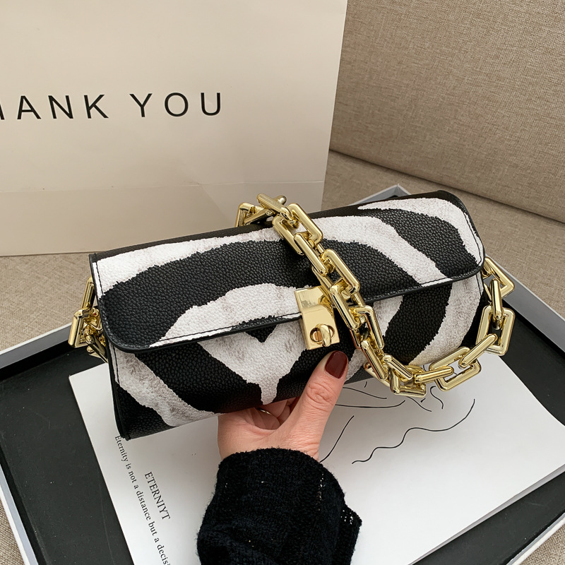 Small Bag Women's Autumn New Trendy Fashion Hit Color Shoulder Bag Trendy Wild Foreign Chain Armpit Baguette Bag