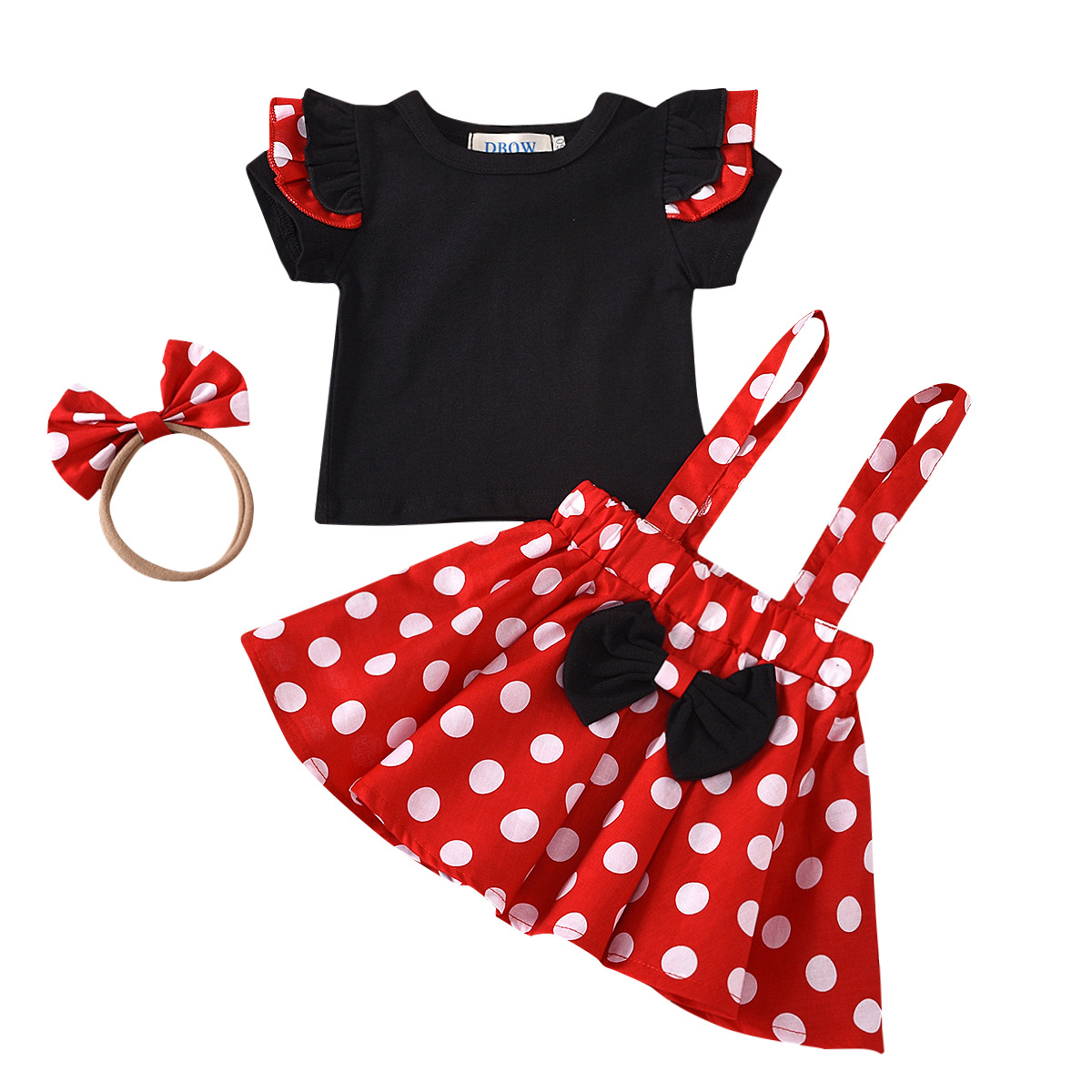 Black Top Polka Dot Strap Skir