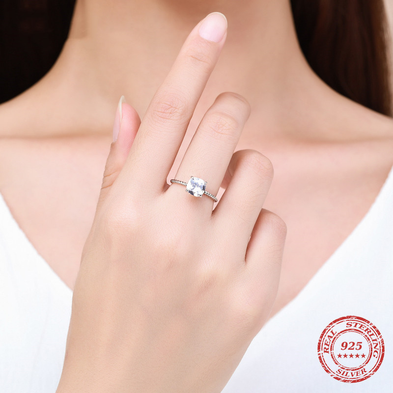 S925 Silver Twist Floating Inlaid Zircon Bracelet Ring