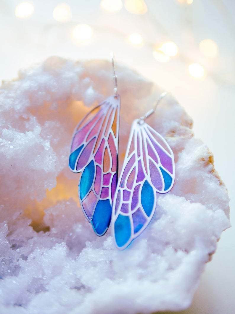 Gradient Colorful Wings Butterfly Earrings
