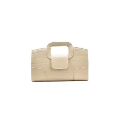 Atmospheric One-Shoulder Diagonal Handbag - Cream - View 1