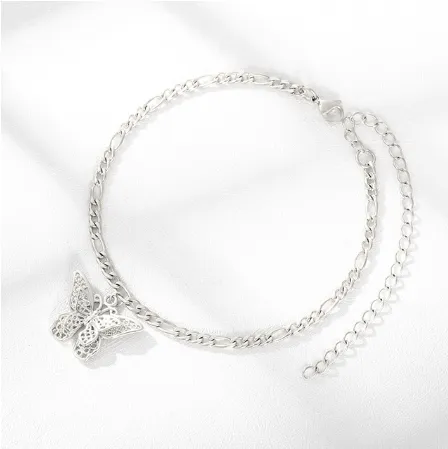 Hot Style Stainless Steel Butterfly Bracelet 18K Gold Bohemian Couple Jewelry Butterfly Pendant Bracelet Silver - Shop at LoveMi