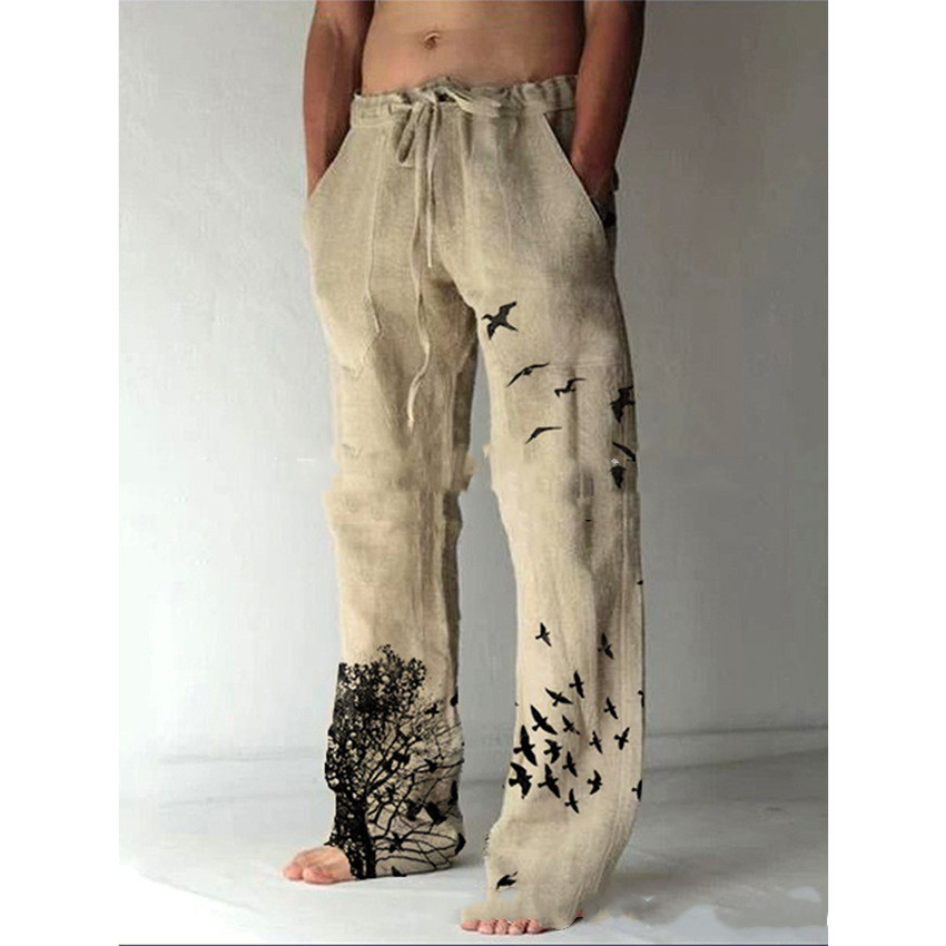 Title 3, Mens brown solid color trousers with hem print...