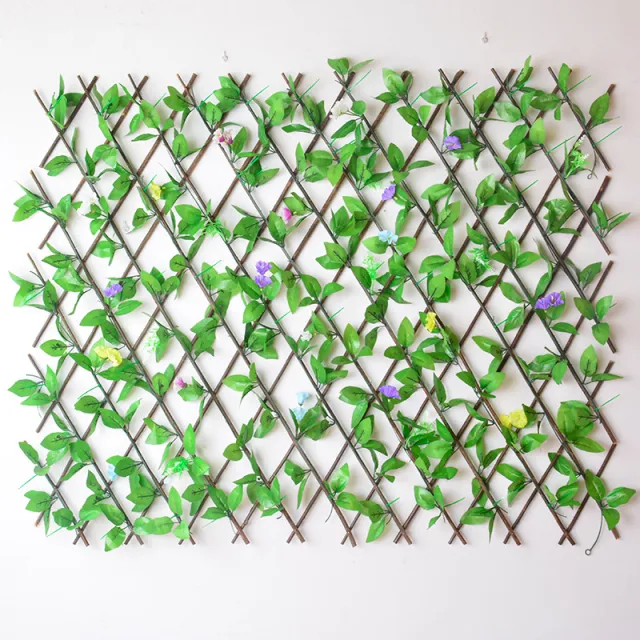 Solid Wood Fence Suspended Ceiling Telescopic Fence Plant Simulation Flower Fence Wall Indoor Rural Garden Courtyard Decoration Green Leaf - Shop at LoveMi