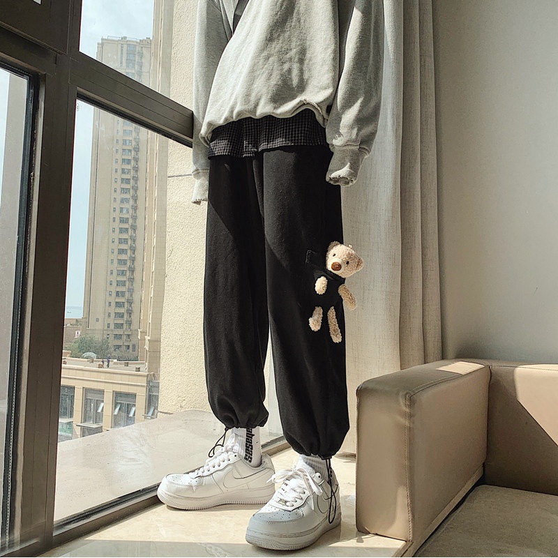 Women's autumn and winter design pocket bear guard pants
