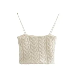 European And American All-Match Women's Spring New Eight-Strand Short Top - Beige - View 1
