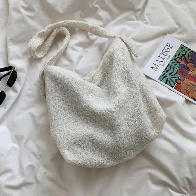 Soft Plush Bag Cute Plush Shoulder Bag Shoulder Bag White - Shop at LoveMi