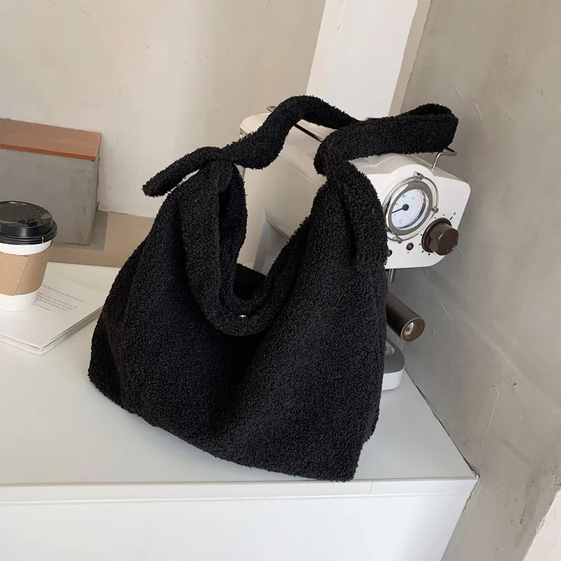 Soft Plush Bag Cute Plush Shoulder Bag Shoulder Bag - Black