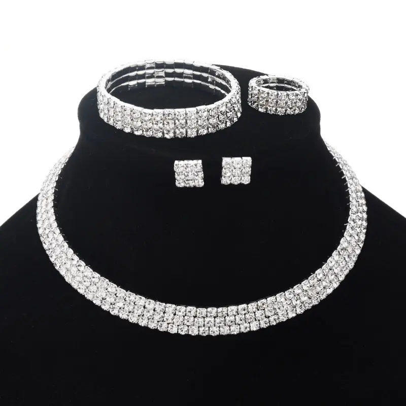 Exaggerated Claw Diamond Beaded Four-Piece Set Multilayer