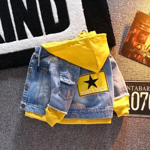 Boys Denim Jacket Spring and Autumn New Children'S Tops