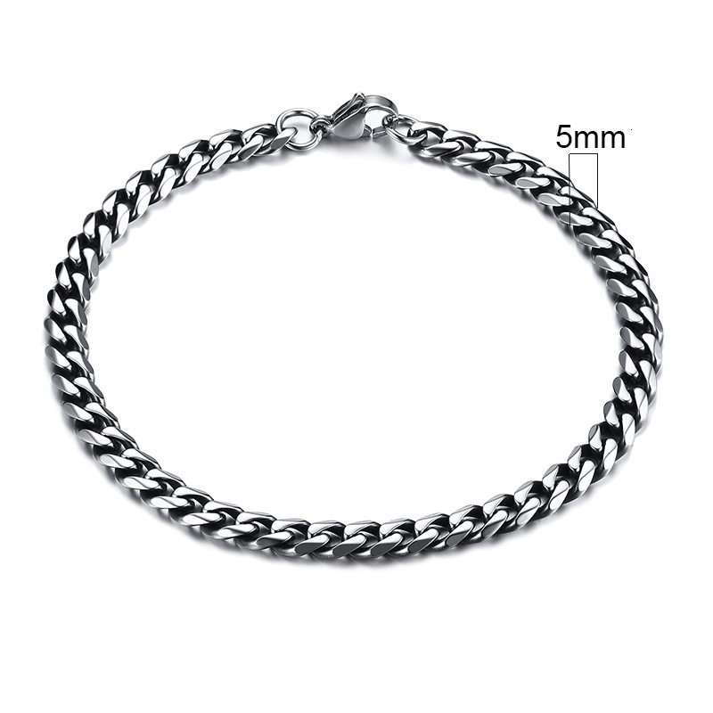 Stainless Steel Gold Plated Bracelet Men's Gold Cuban Chain 3 5 7 9 11mm Six-sided Bracelet