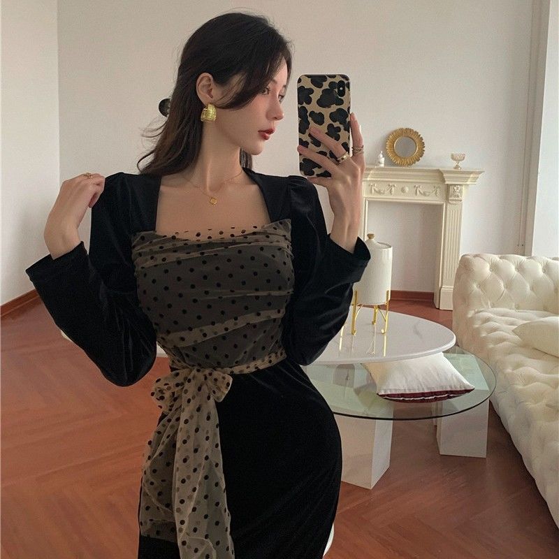 French Retro Temperament Slim Slimming Hepburn Bag Hip Split