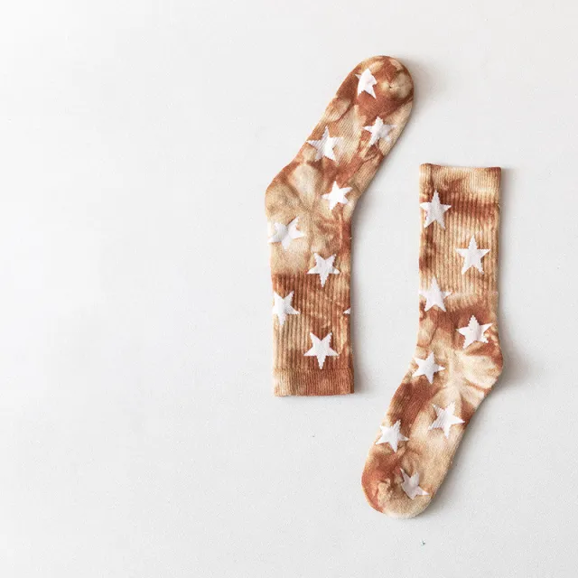 Autumn and Winter Socks Couple Tie dye Terry Socks Coffee - Shop at LoveMi