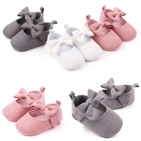 Bowknot Woolen Knit Baby Shoes Moccasins Princess