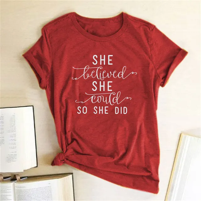 Letter Print Women's T Shirt Could Loose Funny T-Shirt Short Sleeve Aesthetic Tees Tops Clothes - Red