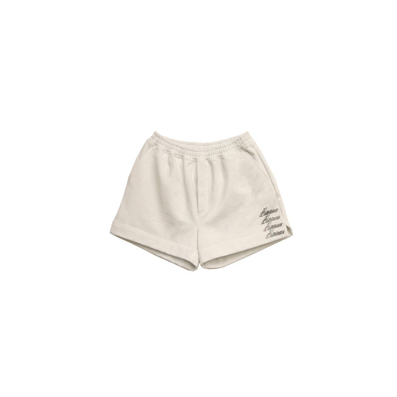 Elastic Waist Barrage Logo Design Tethered Sports Shorts And Trousers White - Shop at LoveMi