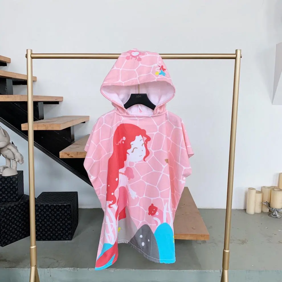 Hooded Bathrobe Cloak For Boys And Girls - Pink