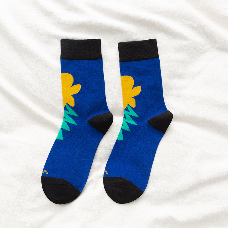 Title 7, Small Flower Flower Socks Female Middle Tube Ko...