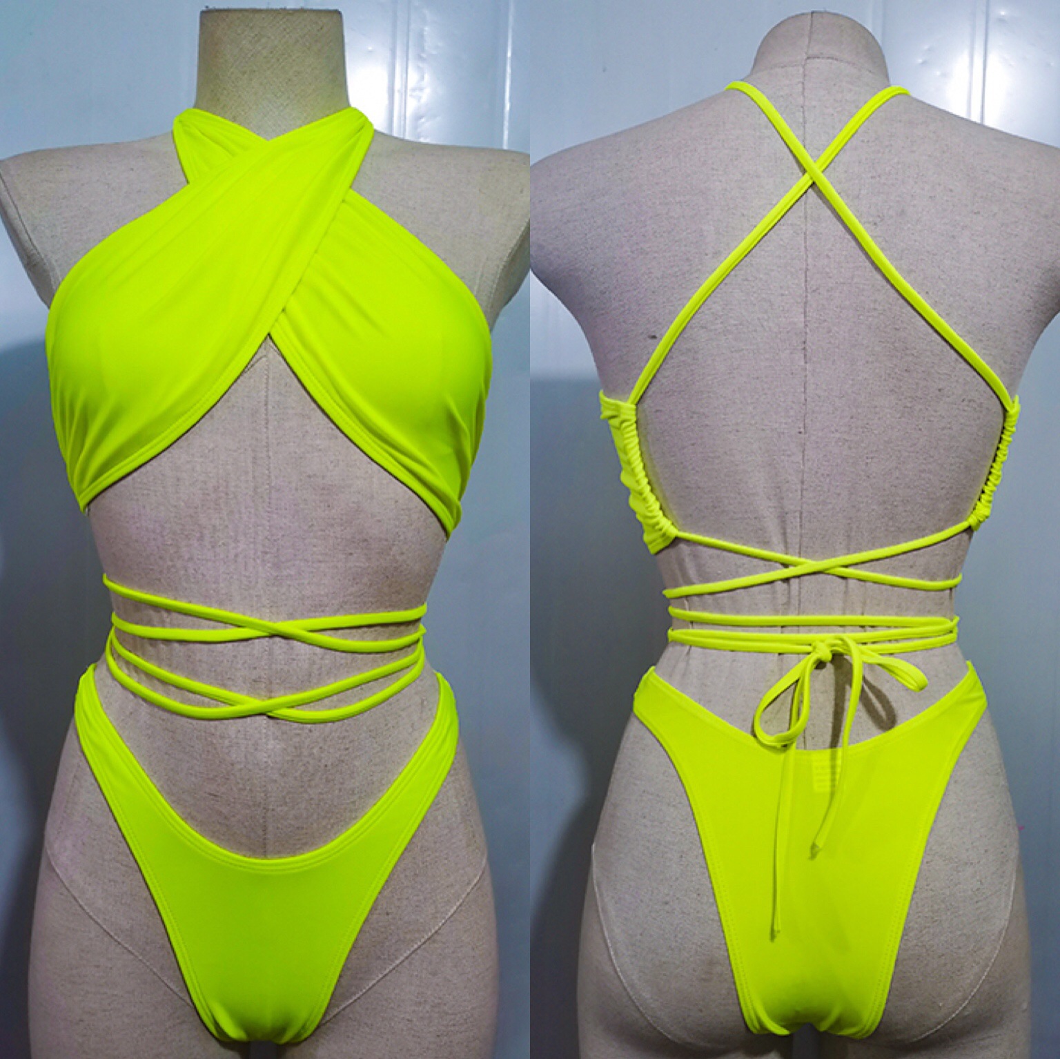 Title 5, New Sexy Cross Strap Bikini Bright Leather Wome...