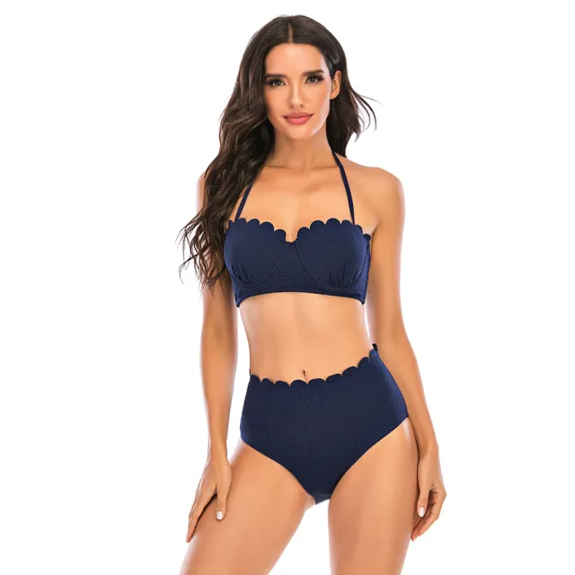 Sexy Hold Together European And American Swimsuit Women Two Piece Suit Blue - Shop at LoveMi