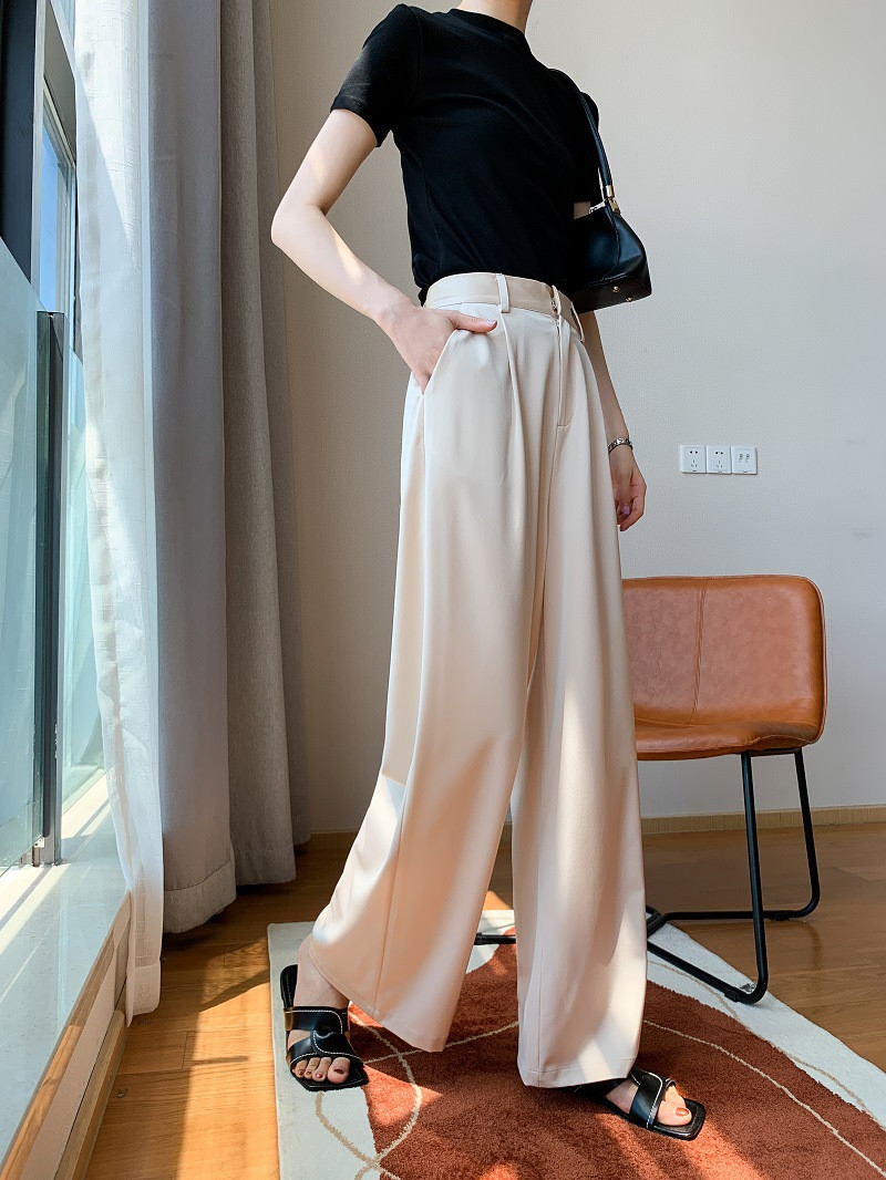 Title 2, Acetate Satin Wide-Leg Pants Drape Satin Loose-...