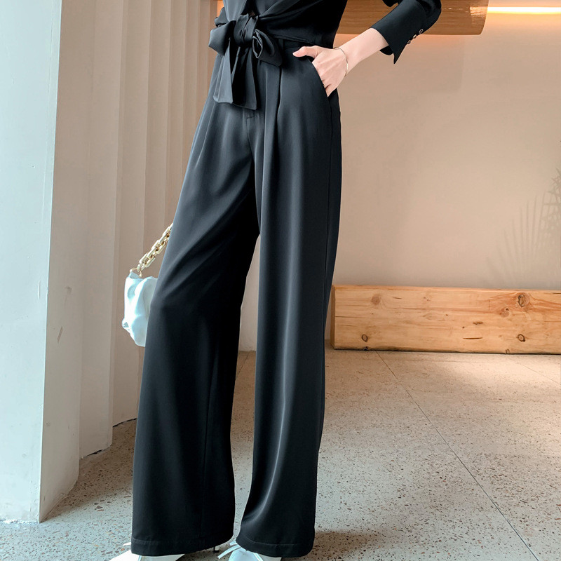 Title 3, Womens Acetate Satin Wide-Leg Pants, Drape Sat...