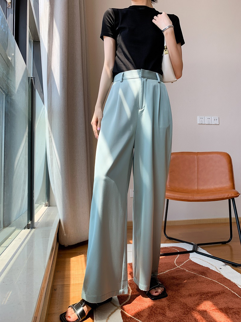 Title 4, Acetate Satin Wide-Leg Pants Drape Satin Loose-...