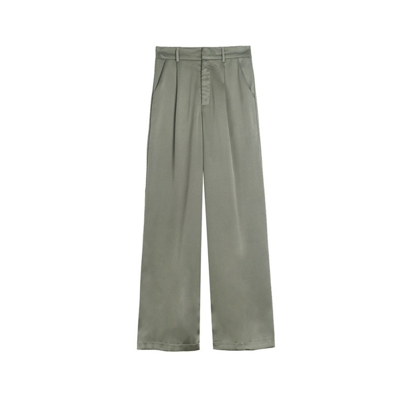 Acetate Satin Wide-Leg Pants Drape Satin Loose-Fitting Long Mopping Pants
