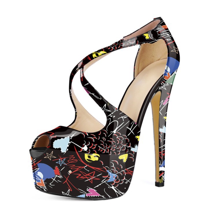 Platform Graffiti High Heel Sandals