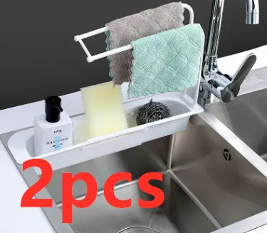 Telescopic Sink Storage Rack - White 2Pcs