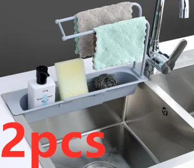 Telescopic Sink Storage Rack - Grey 2Pcs