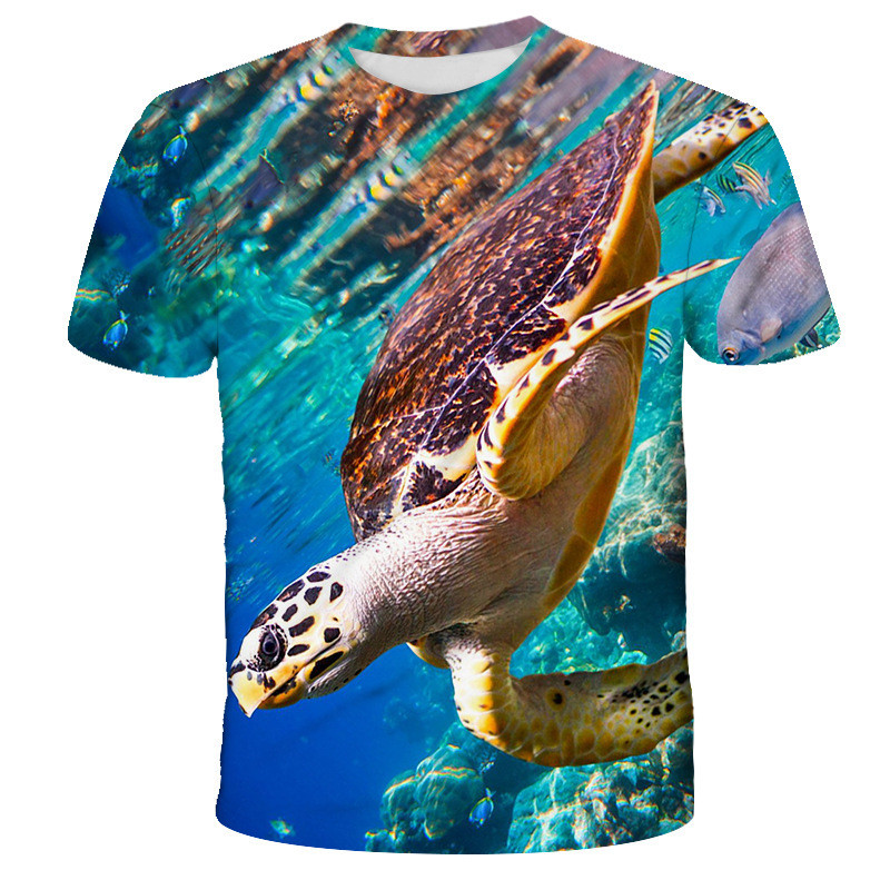 Printed 3D Turtle Short Sleeve T-shirt
